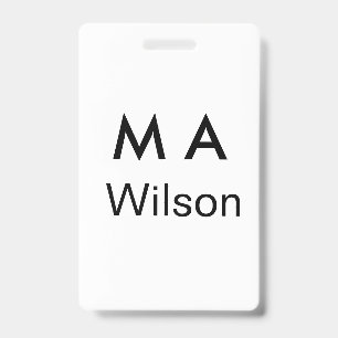 Tarjeta De Identificación Monograma simple añade tu letra nombre hombre mini