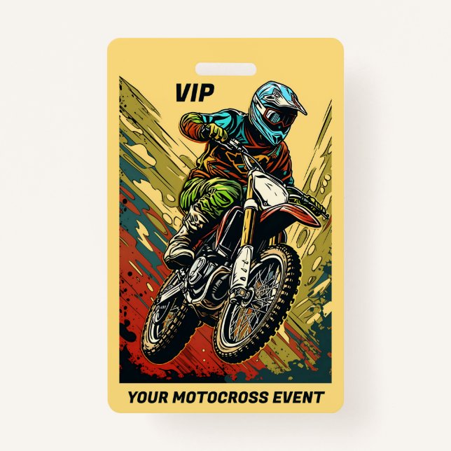 Tarjeta De Identificación Motocross de texto personalizado (Anverso)