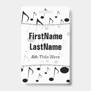 Tarjeta De Identificación Muchos patrones de notas musicales; nombre persona