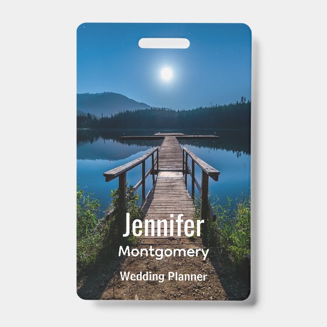 Tarjeta De Identificación Muelle de noche bajo luna llena (Parte frontal)