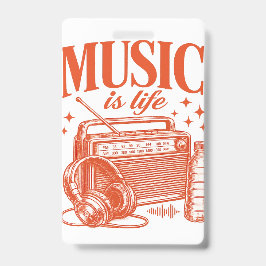 Tarjeta De Identificación Music Is Life Vintage Design