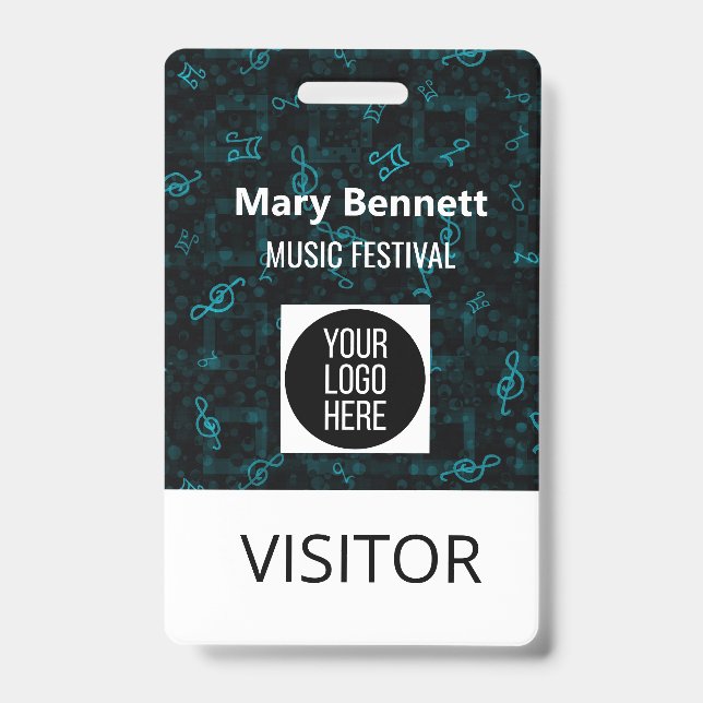 Tarjeta De Identificación Music Note Pattern Lanyard | Event Badge Holder |  (Anverso)