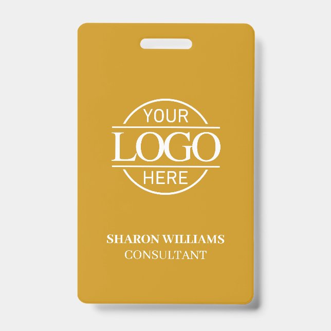 Tarjeta De Identificación Mustard Yellow Custom Business Logo Employee ID (Parte frontal)