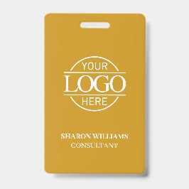 Tarjeta De Identificación Mustard Yellow Custom Business Logo Employee ID