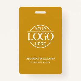 Tarjeta De Identificación Mustard Yellow Custom Business Logo Employee ID