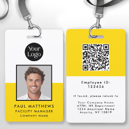 Tarjeta De Identificación Mustard Yellow Employee Photo Company ID