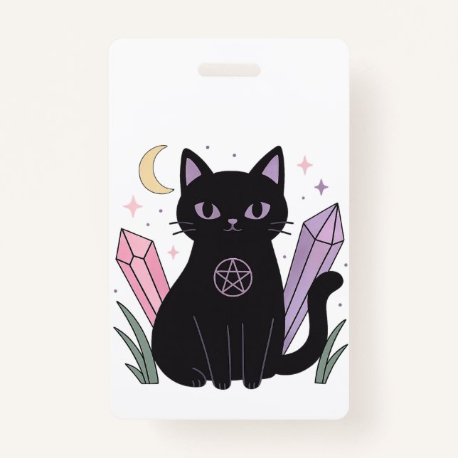 Tarjeta De Identificación Mystic Cat” Pastel Goth Badge (Anverso)