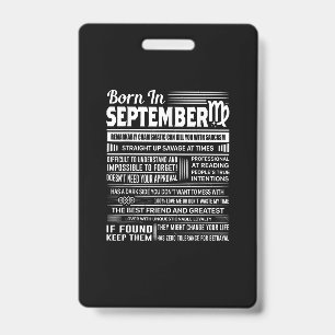 Tarjeta De Identificación Nacido en septiembre regalo divertido de cumpleaño