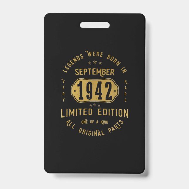 Tarjeta De Identificación Nacieron Leyendas En Septiembre De 1942 79º Cumple (Parte frontal)