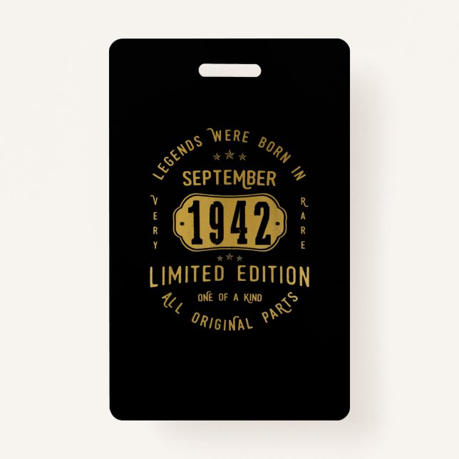 Tarjeta De Identificación Nacieron Leyendas En Septiembre De 1942 79º Cumple (Anverso)