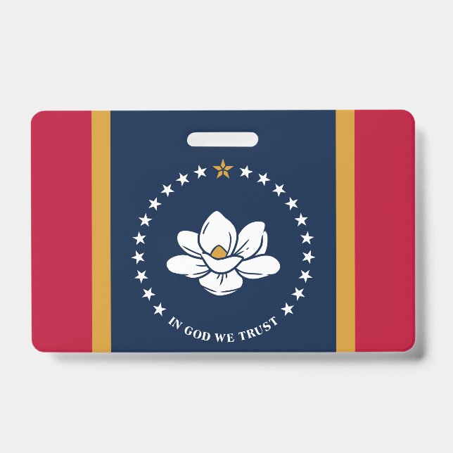 Tarjeta De Identificación Name Badge with flag of Mississippi, USA (Front)