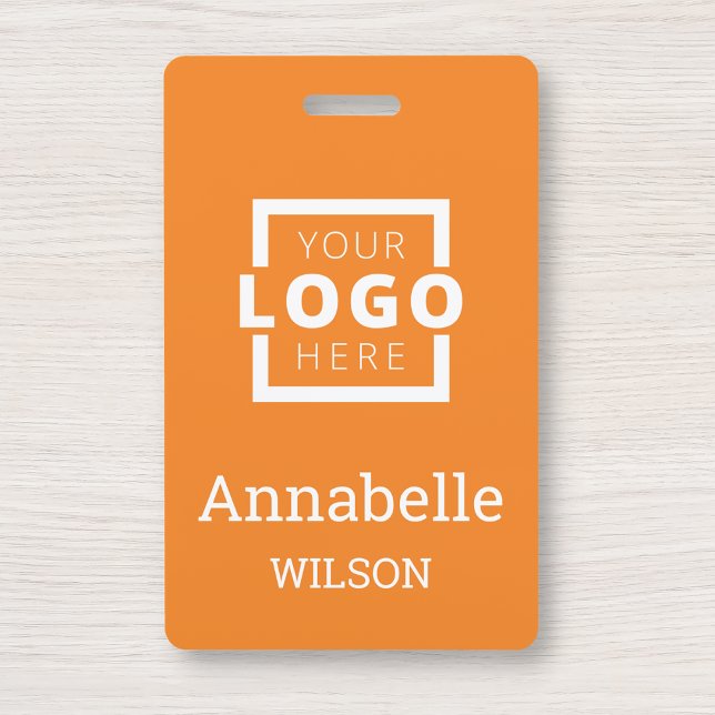 Tarjeta De Identificación Naranja de nombres de empleados básicos del logoti (Subido por el creador)