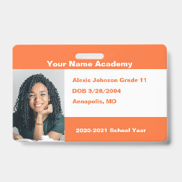 Tarjeta De Identificación Naranja Hazlo tú mismo Personalizado Homeschool