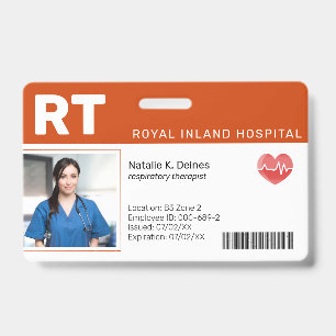 Tarjeta De Identificación Naranja   Placa de identificación fotográfica para