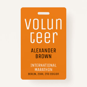 Tarjeta De Identificación Naranja simple voluntario de eventos QR Nombre de