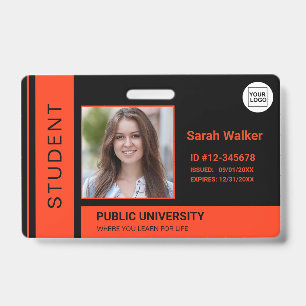 Tarjeta De Identificación Naranja universitario de la escuela de fotografía