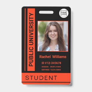 Tarjeta De Identificación Naranja universitario de la escuela de fotografía 