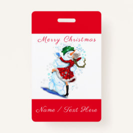 Tarjeta De Identificación Navidades Badan a Snowman y baile Chica - Su nombr