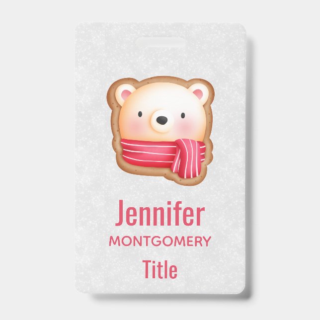 Tarjeta De Identificación Navidades de la bufanda roja y las mejillas rosada (Front)