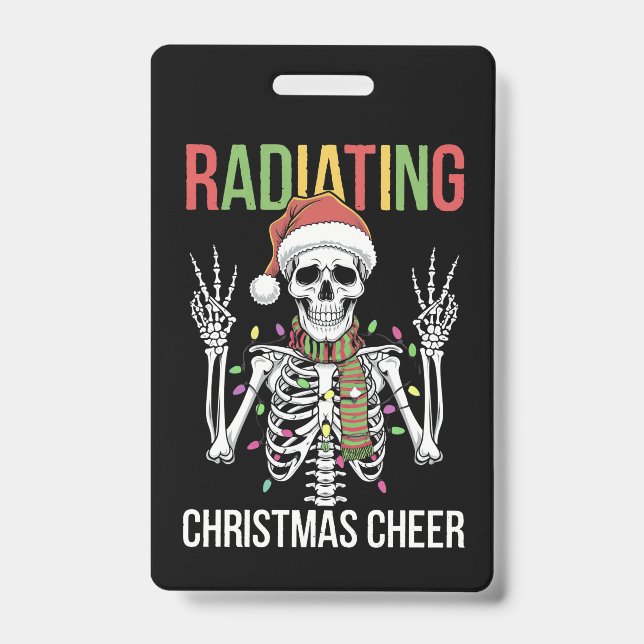 Tarjeta De Identificación Navidades de Radiología Santa Skeleton (Parte frontal)
