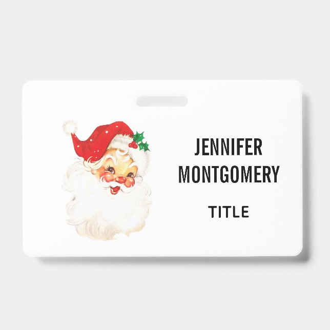 Tarjeta De Identificación Navidades del Viejo Santa Claus Retro Jolly (Parte frontal)