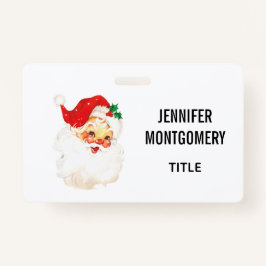 Tarjeta De Identificación Navidades del Viejo Santa Claus Retro Jolly