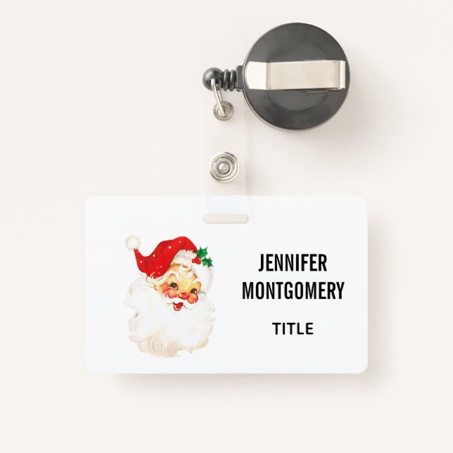 Tarjeta De Identificación Navidades del Viejo Santa Claus Retro Jolly (Reverso retráctil)