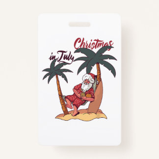 Tarjeta De Identificación Navidades En Julio Santa Claus Patriotic USA Sungl