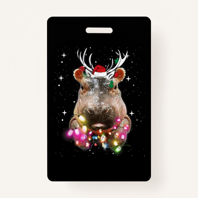 Tarjeta De Identificación Navidades Iluminan Hippo Fiona Hippopótamo Lover (Anverso)