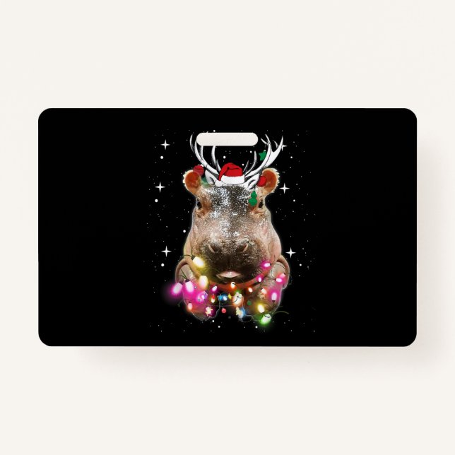 Tarjeta De Identificación Navidades Iluminan Hippo Fiona Hippopótamo Lover (Anverso)