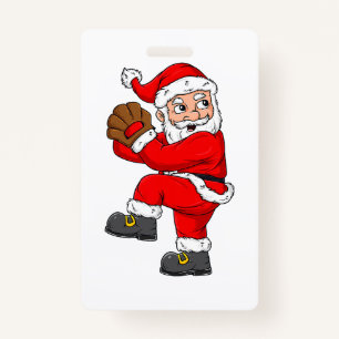 Tarjeta De Identificación Navidades Santa Claus Chicas de beisbol Catcher Bo