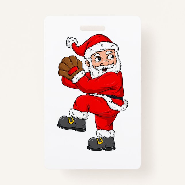 Tarjeta De Identificación Navidades Santa Claus Chicas de beisbol Catcher Bo (Anverso)