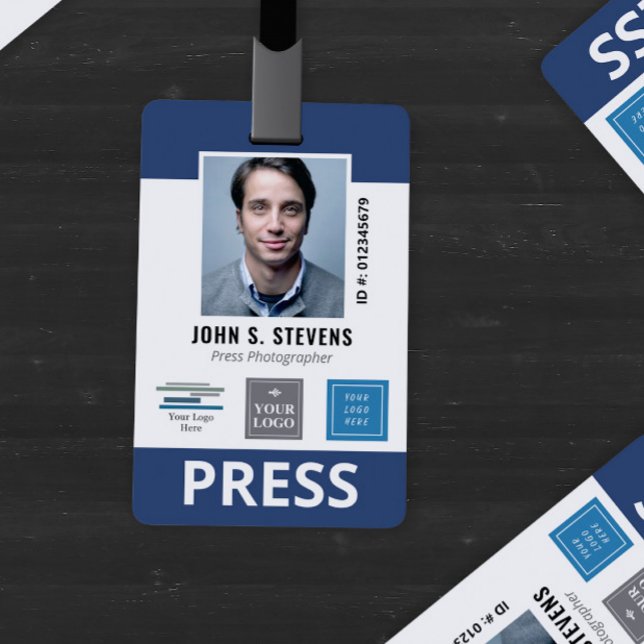 Tarjeta De Identificación Navy Blue 3 Logos Insignia de Prensa (Subido por el creador)