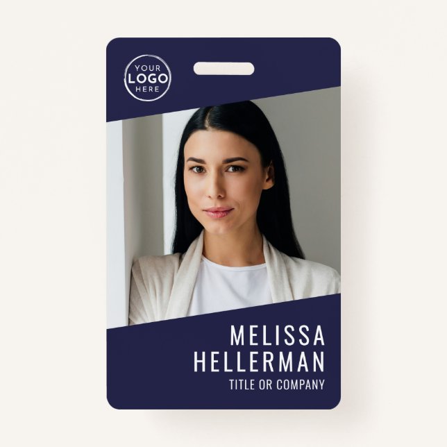 Tarjeta De Identificación Navy Blue Company Logo Employee ID (Anverso)