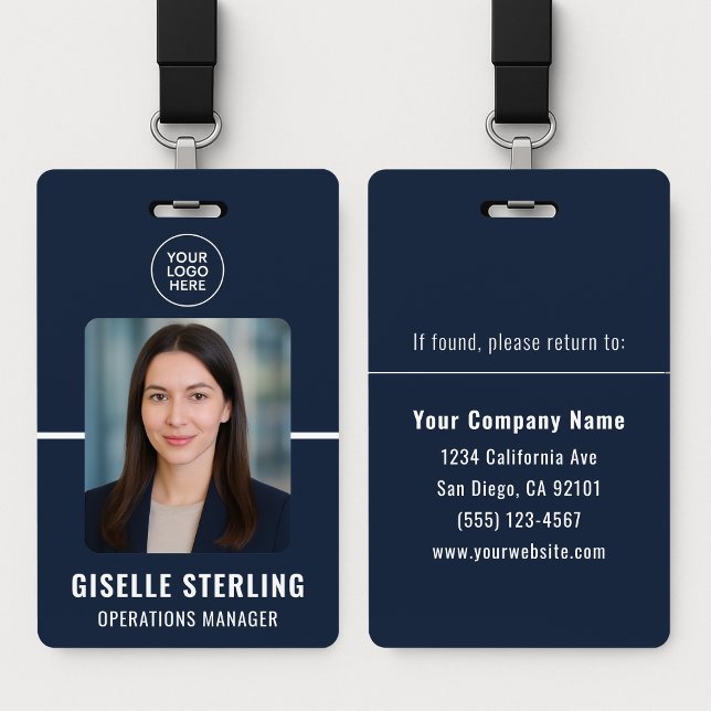 Tarjeta De Identificación Navy Blue Personalized Employee ID Card (Subido por el creador)