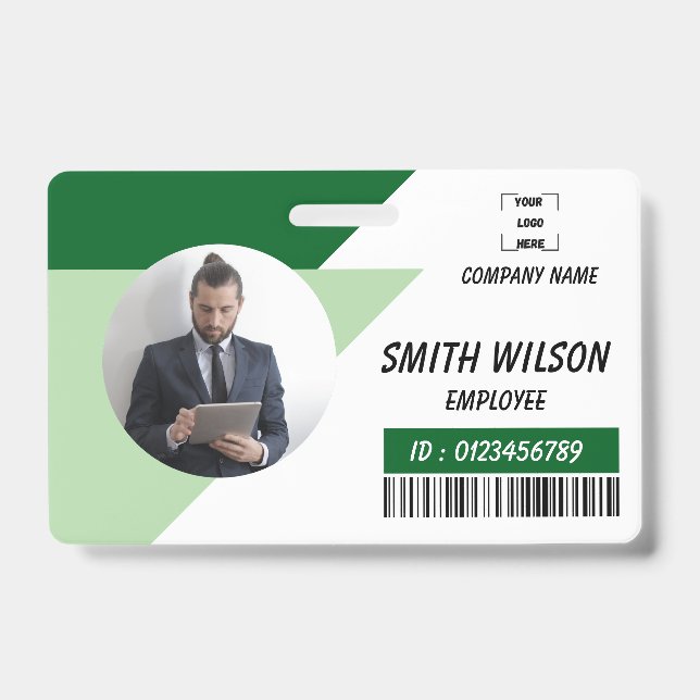 Tarjeta De Identificación Navy | Employee Photo ID Company Security Badge (Parte frontal)