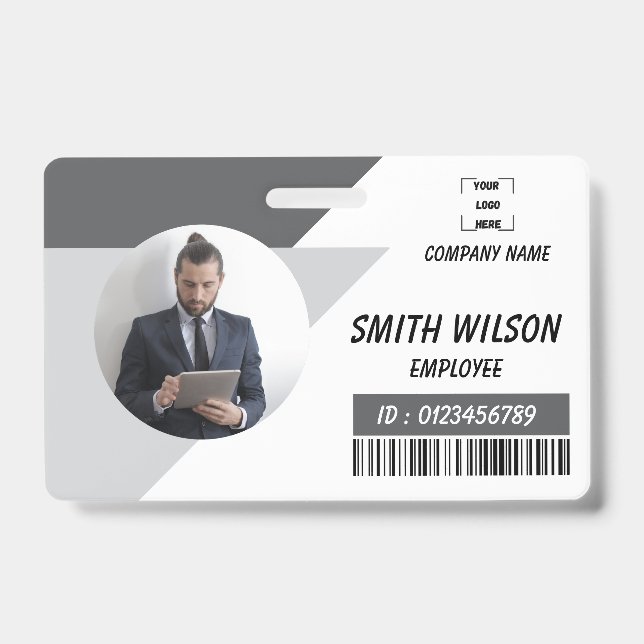 Tarjeta De Identificación Navy | Employee Photo ID Company Security Badge (Parte frontal)