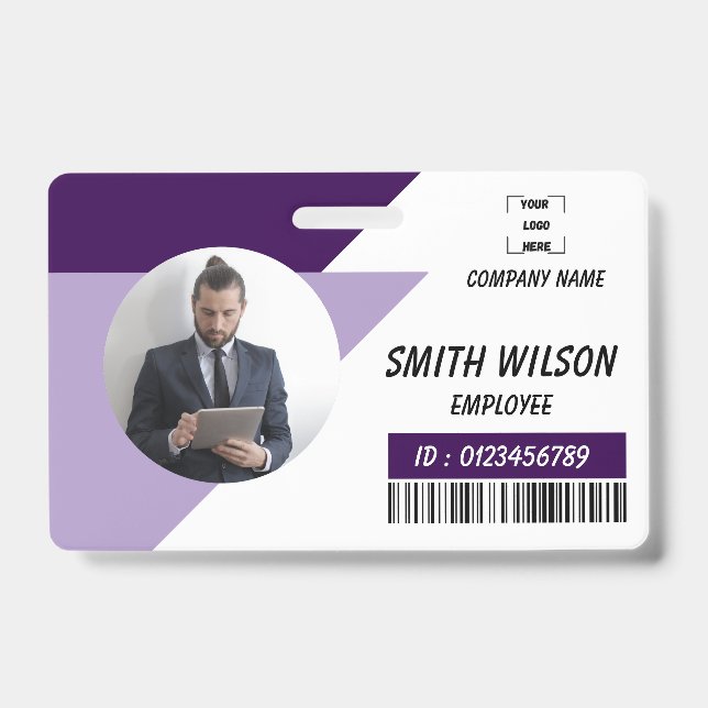 Tarjeta De Identificación Navy | Employee Photo ID Company Security Badge (Parte frontal)