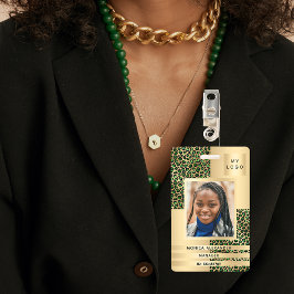 Tarjeta De Identificación Negocio corporativo de fotos de leopardos verde es