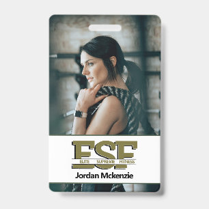 Tarjeta De Identificación Negocio de Fitness Logotipo de Monograma de Entr