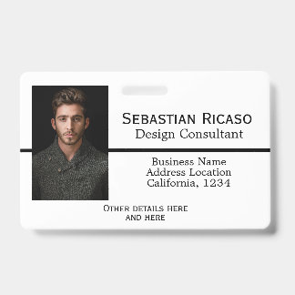 Tarjeta De Identificación Negocio personalizado blanco negro