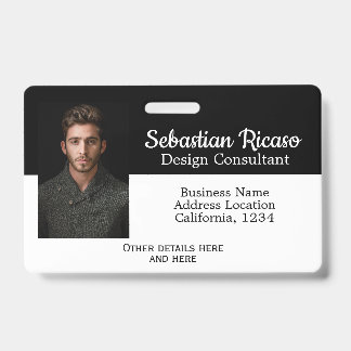 Tarjeta De Identificación Negocio personalizado blanco negro