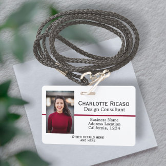 Tarjeta De Identificación Negocio personalizado rojo blanco negro