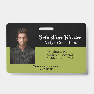 Tarjeta De Identificación Negocio personalizado verde negro personalizado