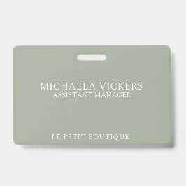 Tarjeta De Identificación Negocio profesional de sabios y blancos minimalist