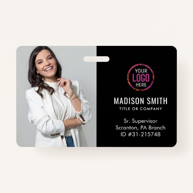 Tarjeta de identificación negra | Empleado moderno (Anverso)