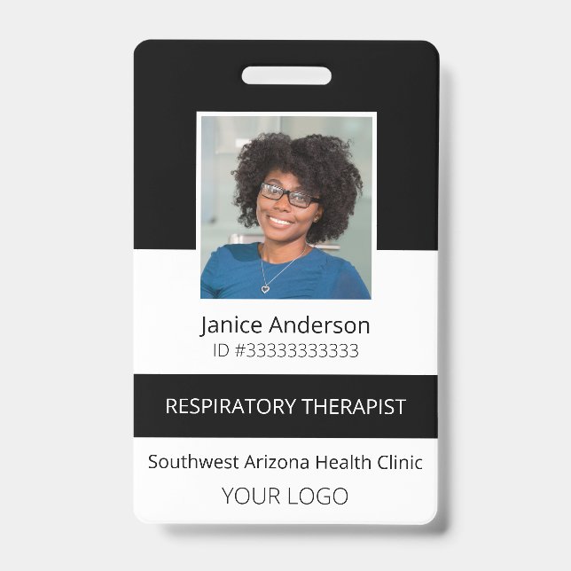 Tarjeta de identificación negra para empleado de f (Parte frontal)