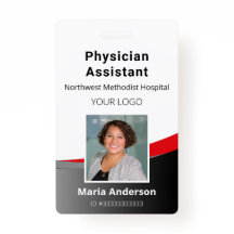 Tarjeta de identificación negra y roja para emplea