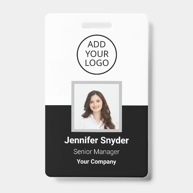 Tarjeta De Identificación Negro, ID de foto de empleado con código QR, empre (Anverso)