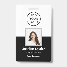 Tarjeta De Identificación Negro, ID de foto de empleado con código QR, empre